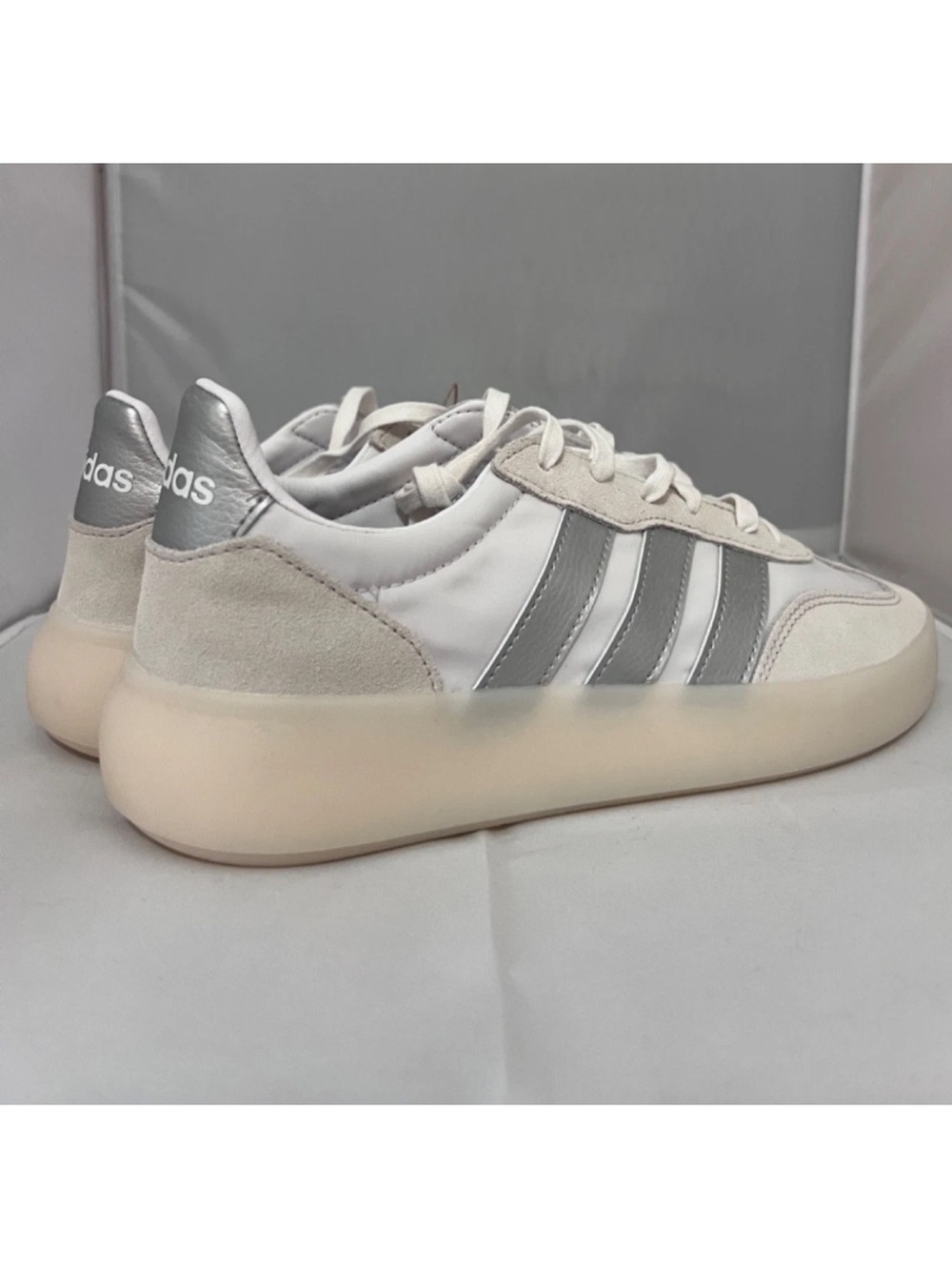adidas Low-Profile Sneakers in White and Silver